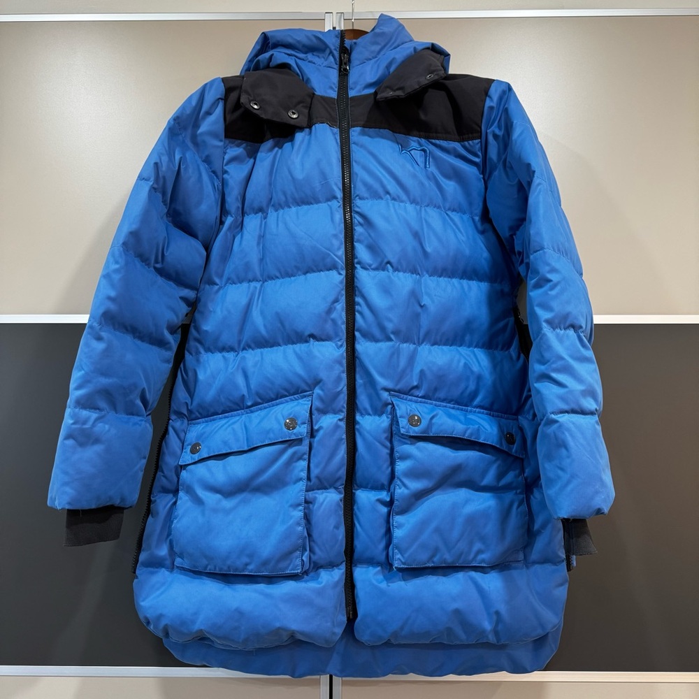 Kari Traa Women's L Down Fill Parka Jacket Blue Hooded Zip Front